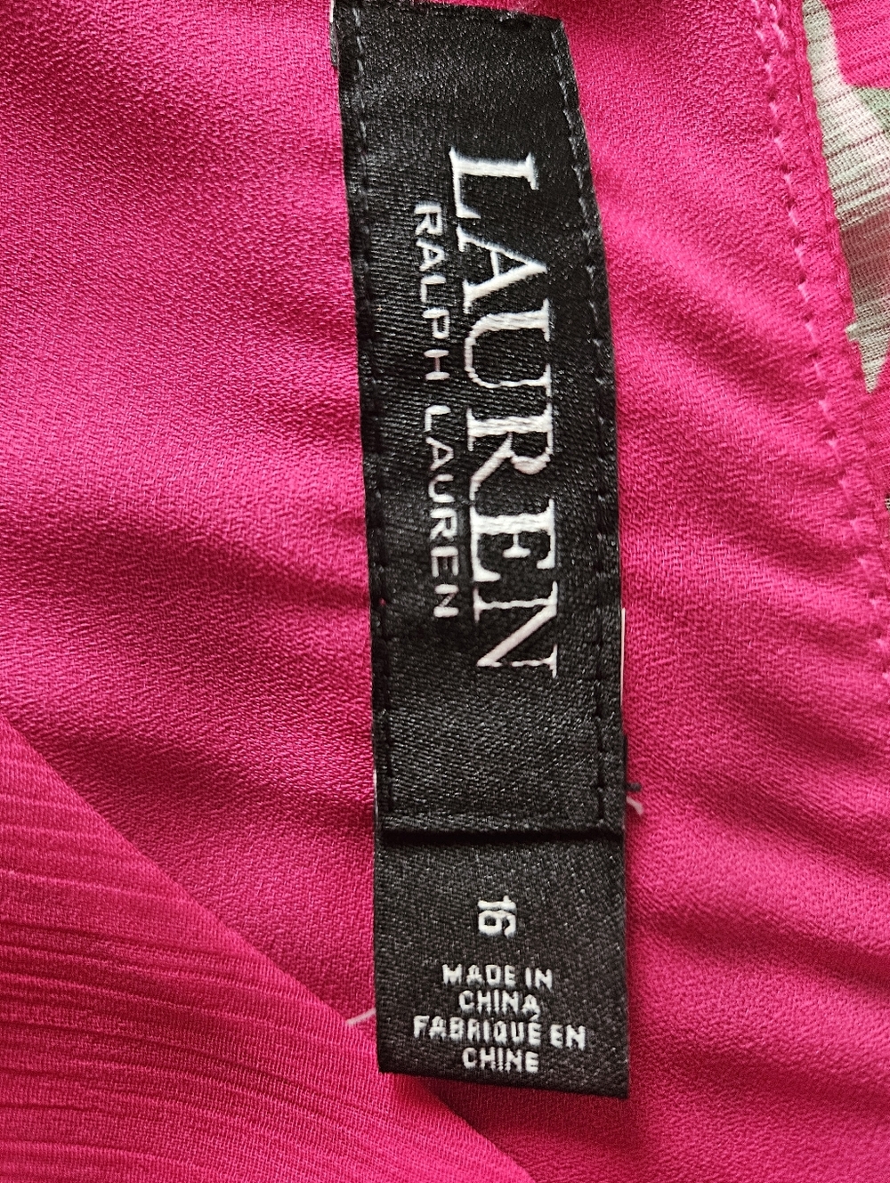 LAUREN RALPH LAUREN Pink Floral Georgette Ruffle Shift Dress | SZ 16 - Picture 9 of 9